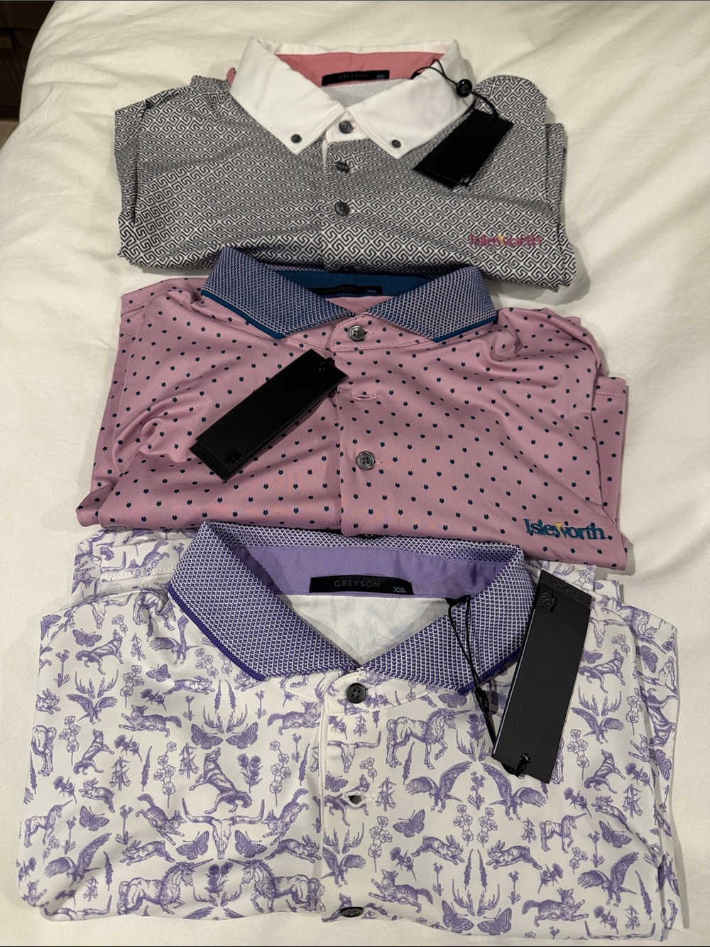 Nwt Greyson Men’s Purple & Pink Patterned Polo Trio